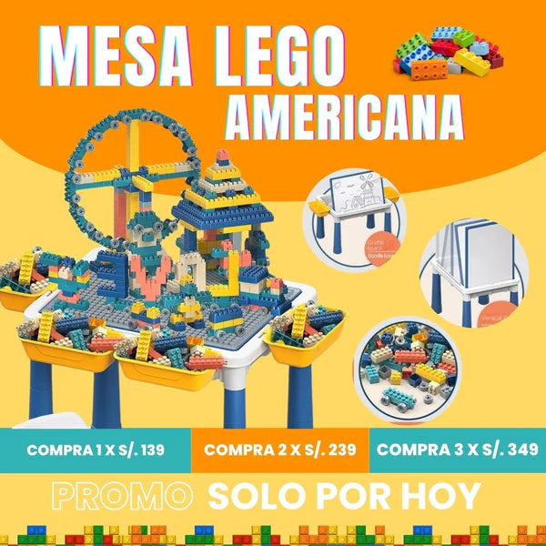 MESA LEGO AMERICANA 300 PCS| ENVÍO GRATIS